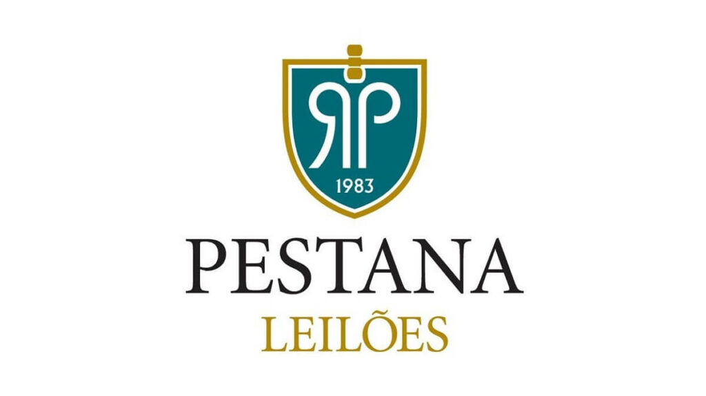 Antigo logomarca da empresa Pestana leilão com fundo branco