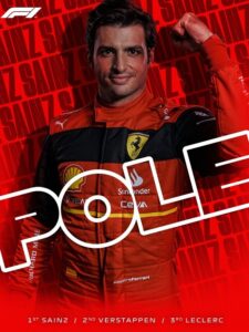 Sainz comemorando pole position